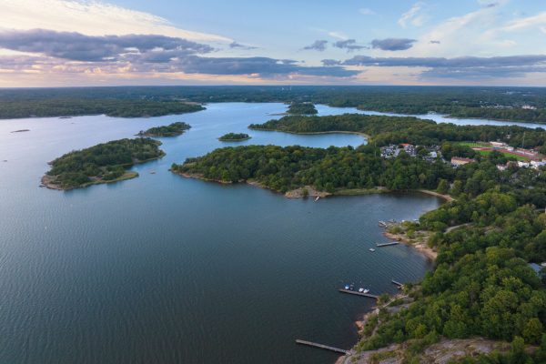 A coastal landscape on a summer evening near Karlskrona in the southern Blekinge county of Sweden.
